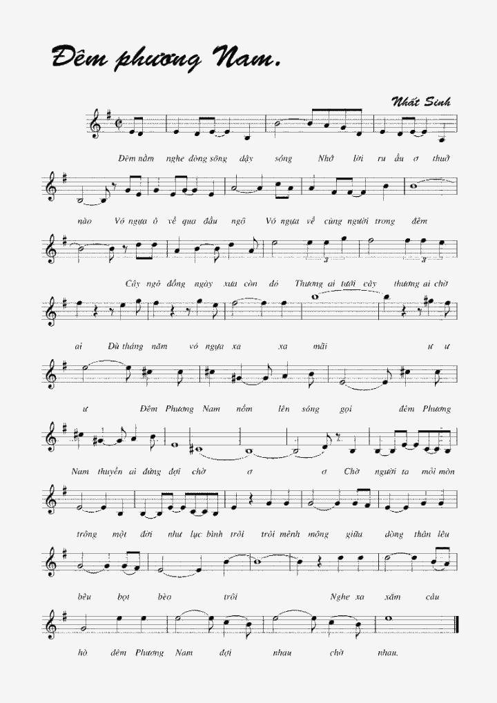 Sheet nhạc Đêm Phương Nam